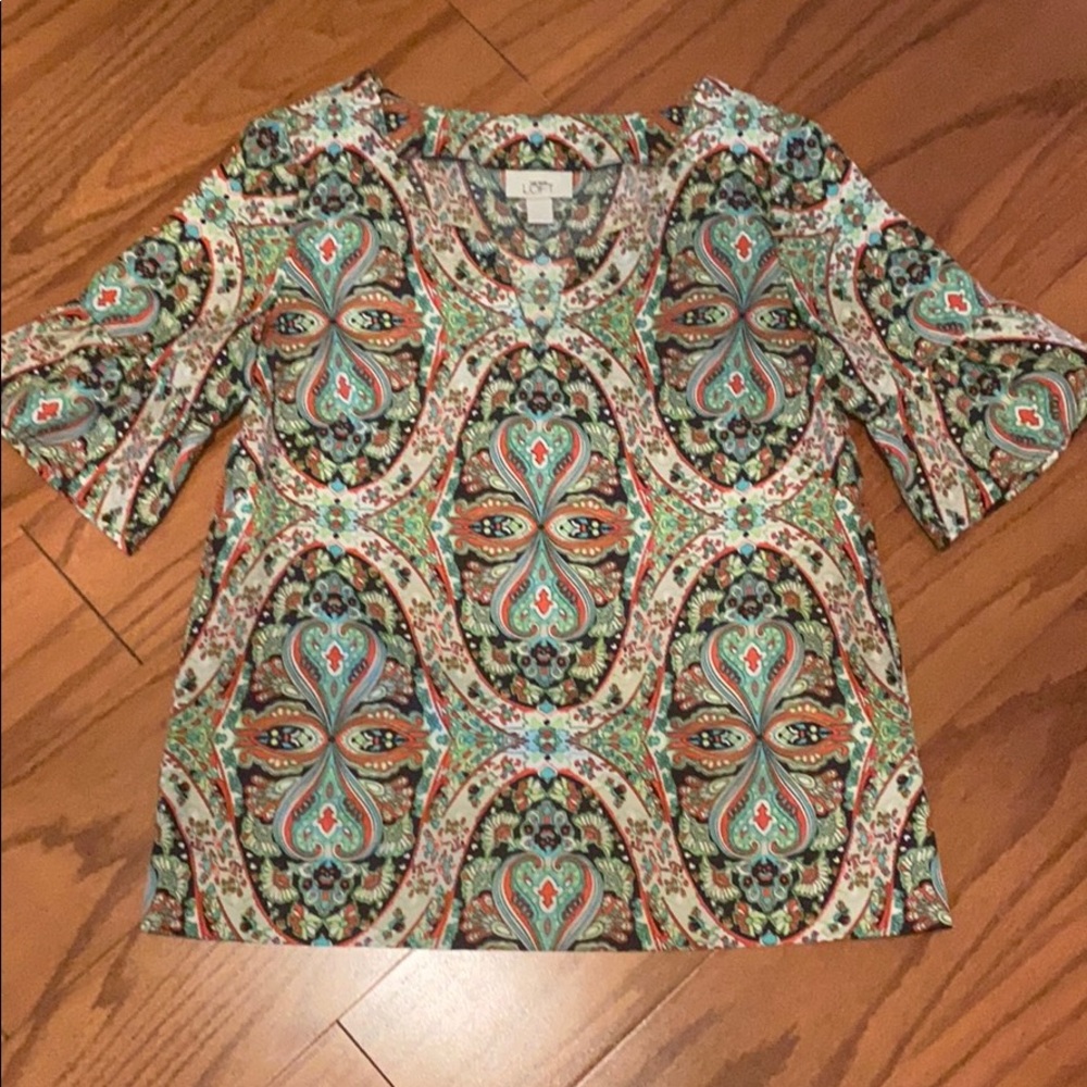 Loft Bold Print Blouse EUC